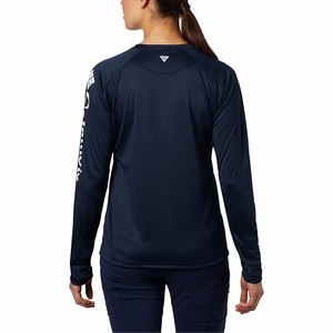 Columbia PFG Tidal Tee™ II Långärmad Tröja Dam Marinblå/Vita (REGMA7145)